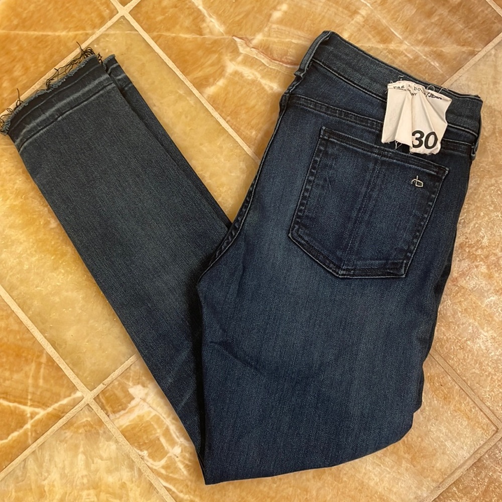 Rag and bone ankle skinny raw hem denims